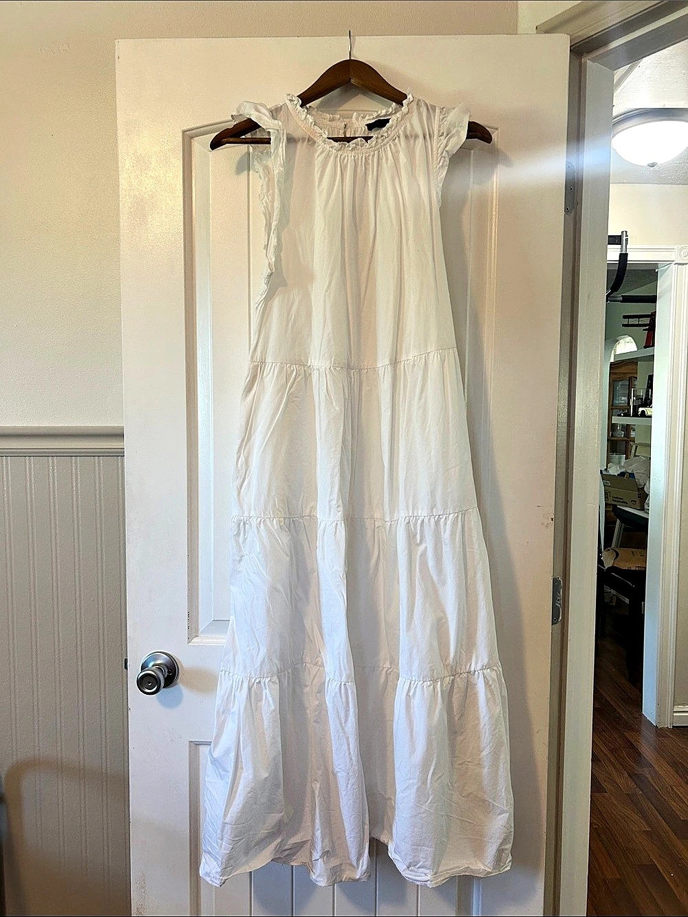 J.Crew Tiered Ruffle Maxi Dress White Large